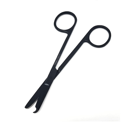 Stitch Suture Scissors 4.5 One Hook Blade Stainless Steel, Black Fluoride Coated